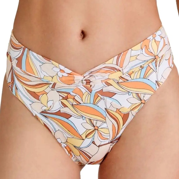 L* SPACE Nancy Lee Reversible Swim Bikini Bottom Bitsy Cut Sunshine Floral NWOT - Picture 2 of 10